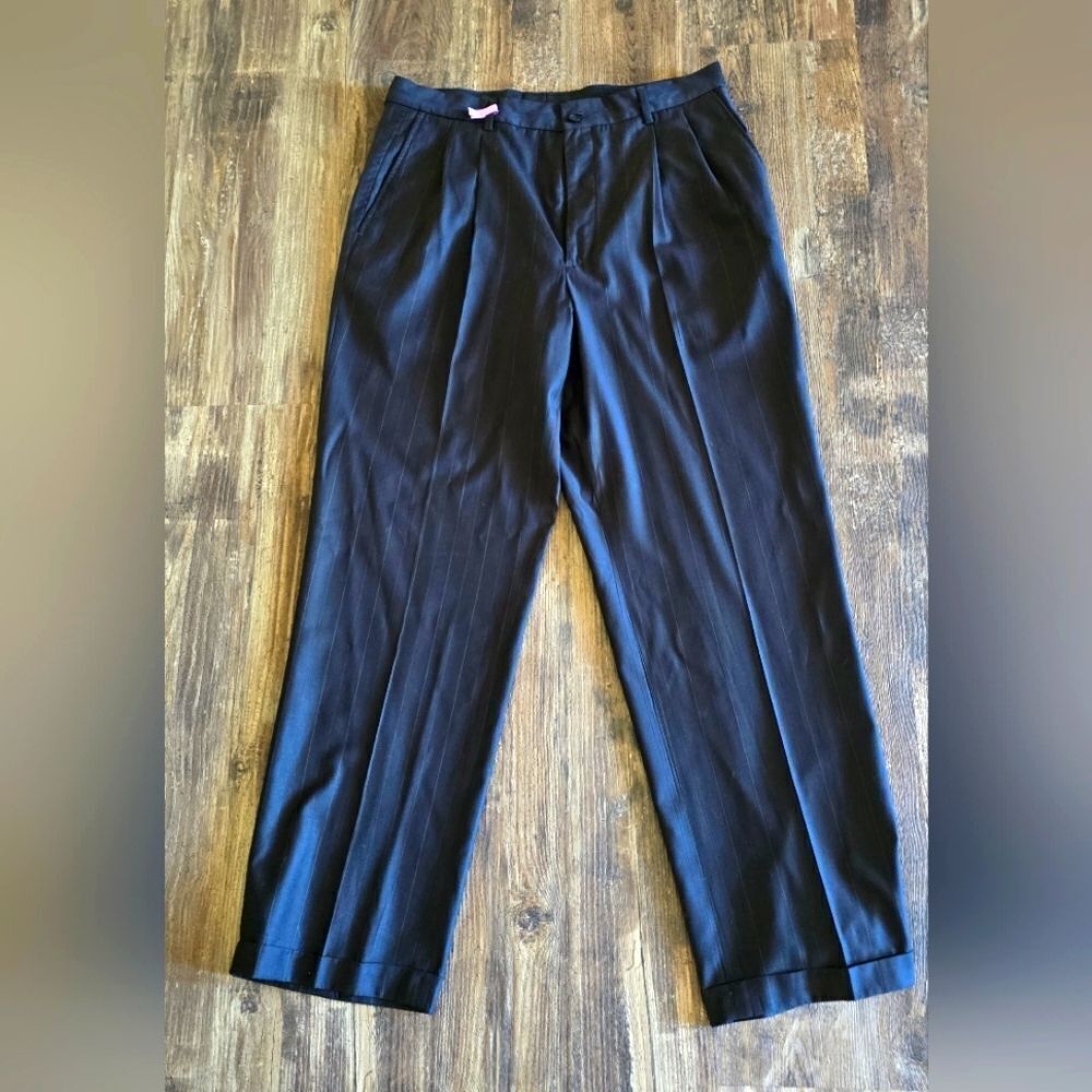 Claiborne Men's 34Wx32L Sophisticated Blue Striped Trousers
